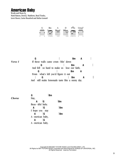American Baby - Dave Matthews Band (Guitar Chords-Lyrics)