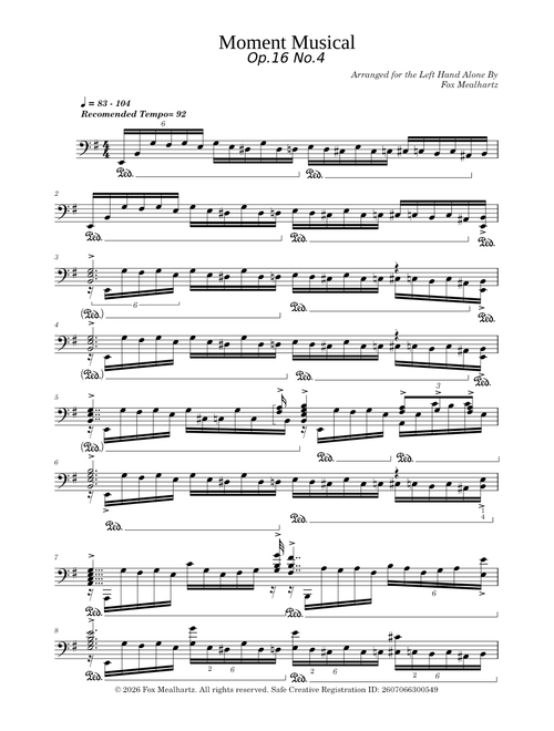 Moment Musical 4 Rachmaninoff-Left Hand Alone