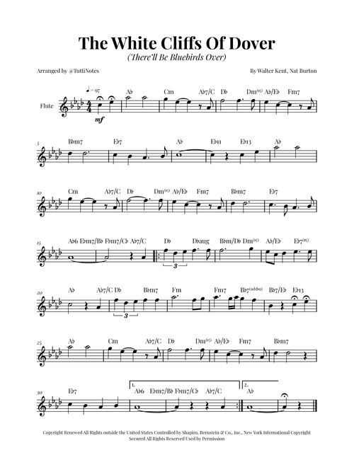 (There'll Be Bluebirds Over) The White Cliffs Of Dover (Arr. Glauco Fernandes) - Various (Flute Solo)