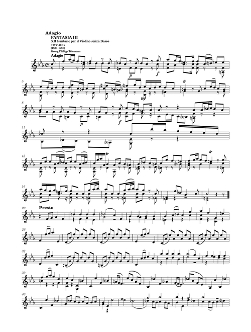 Fantasia – Georg Philipp Telemann TelemannWV40-16-violine Fantasia 3