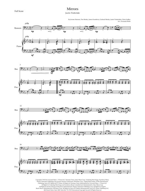 Mirrors (Arr. Fernando Britto) - Justin Timberlake (Bassoon and Piano)