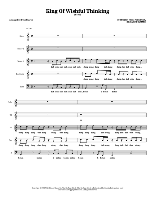King Of Wishful Thinking (Arr. Deke Sharon) - Go West (Choral, TTBB)