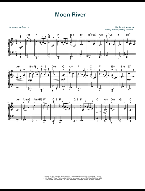 Moon River (arr. Skoove) - Audrey Hepburn, Andy Williams (Beginner Piano (Abridged))
