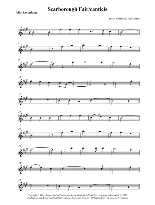 Scarborough Fair/canticle (Arr. Wesley S. SIlva) - Simon & Garfunkel (Alto Sax Solo)
