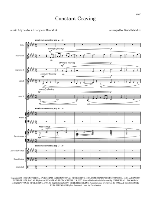 Constant Craving (Arr. David Maddux) - k.d. lang (Small Ensemble)