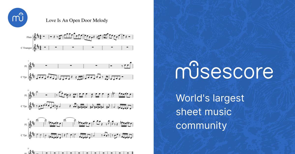 Love Is An Open Door Melody Sheet Music for Flute, Trumpet in c