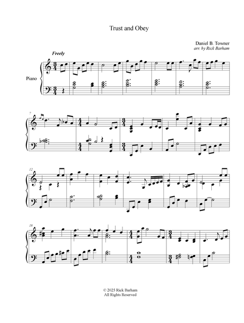 Trust and Obey 2 (Arr. Rick Barham) - Daniel B Towner (Piano Solo)
