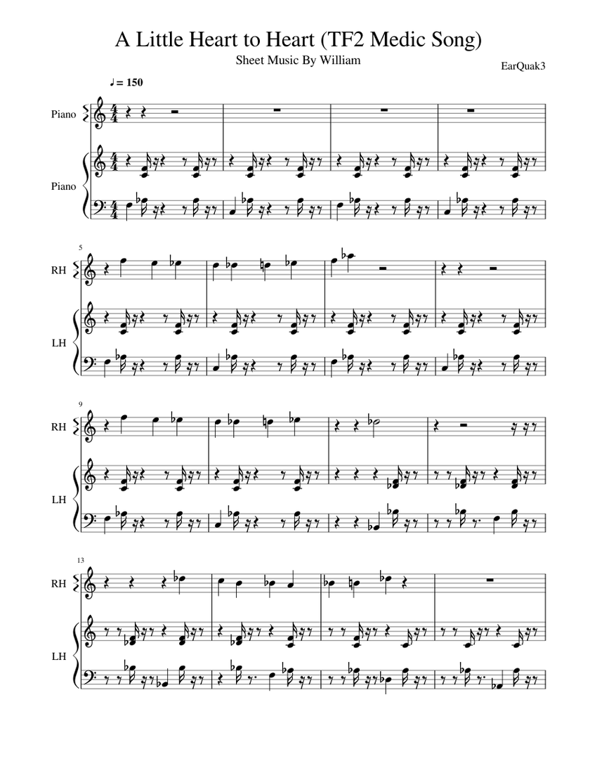 Civil Autonomía cerca A Little Heart to Heart TF2 Medic Song Sheet music for Piano (Alto Sax Piano  Duet) | Musescore.com
