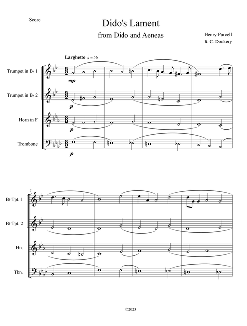 Dido's Lament (Brass Quartet) (Arr. B. C. Dockery) - Henry Purcell (Brass Ensemble)
