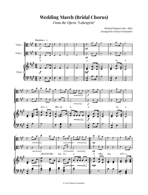 Wedding March (Bridal Chorus) (Arr. Glauco Fernandes) - Richard Wagner (Viola Duet)