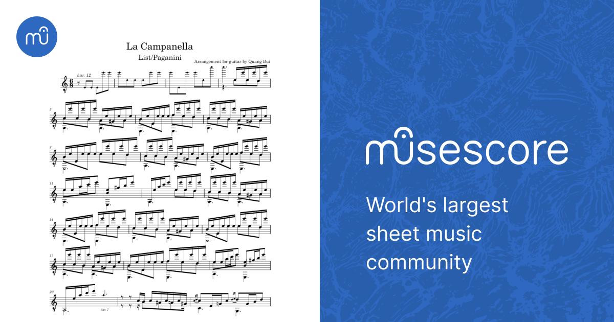 La Campanella – Franz Lizst Sheet Music for Guitar (Solo