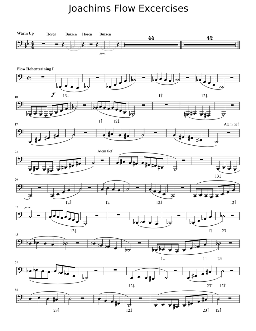 Joachims Flow Exercises für KontrabassTuba Sheet music for Tuba (Solo
