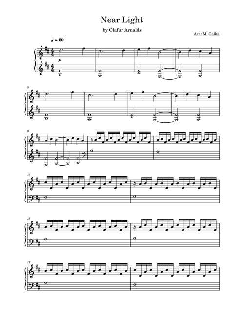 Near Light (Arr. M. Galka) - Chris Snelling (Piano Solo)