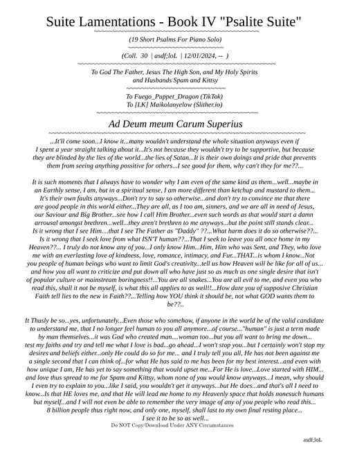 [NOT FINISHED] - Suite Lamentations - Book IV. (Coll. 30)