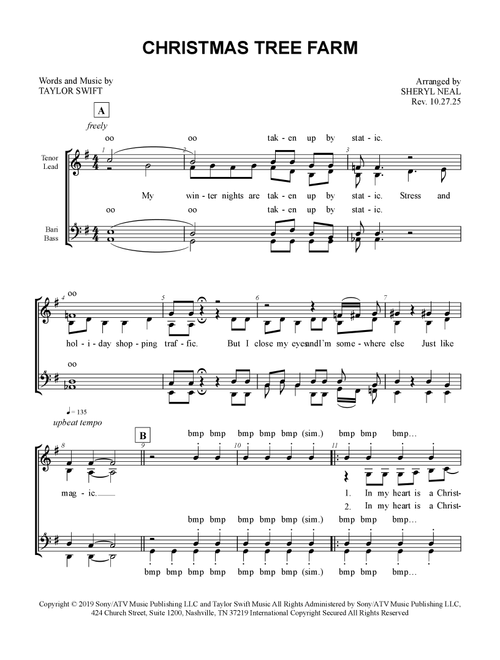 Christmas Tree Farm (Arr. Sheryl Neal) - Taylor Swift (Barbershop Quartet)