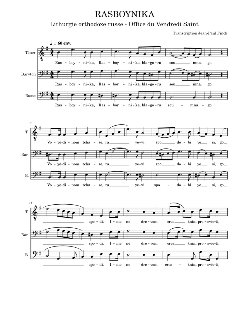 Rasboynika Misc Traditional Rasboynika Trad. Russia Sheet music for Tenor, Bass voice