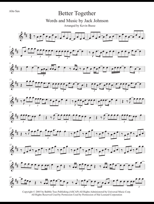 Better Together (Arr. Kevin Busse) - Jack Johnson (Alto Sax Solo)