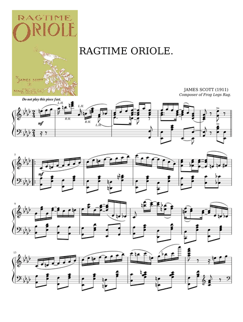 Ragtime Oriole by James Scott (1911)