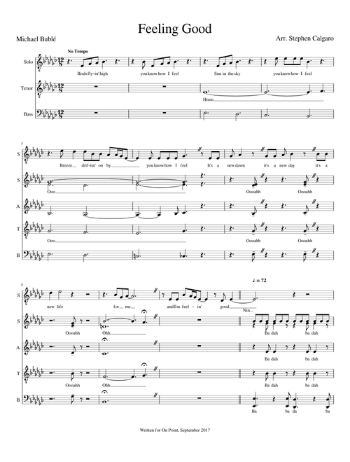Feeling Good - Michael Bublé (SATB A Cappella)