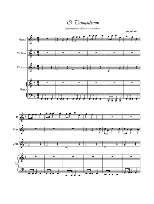 O Tannenbaum quartet (Arr. Ester Alessandrini) - Anonimo (Small Ensemble)