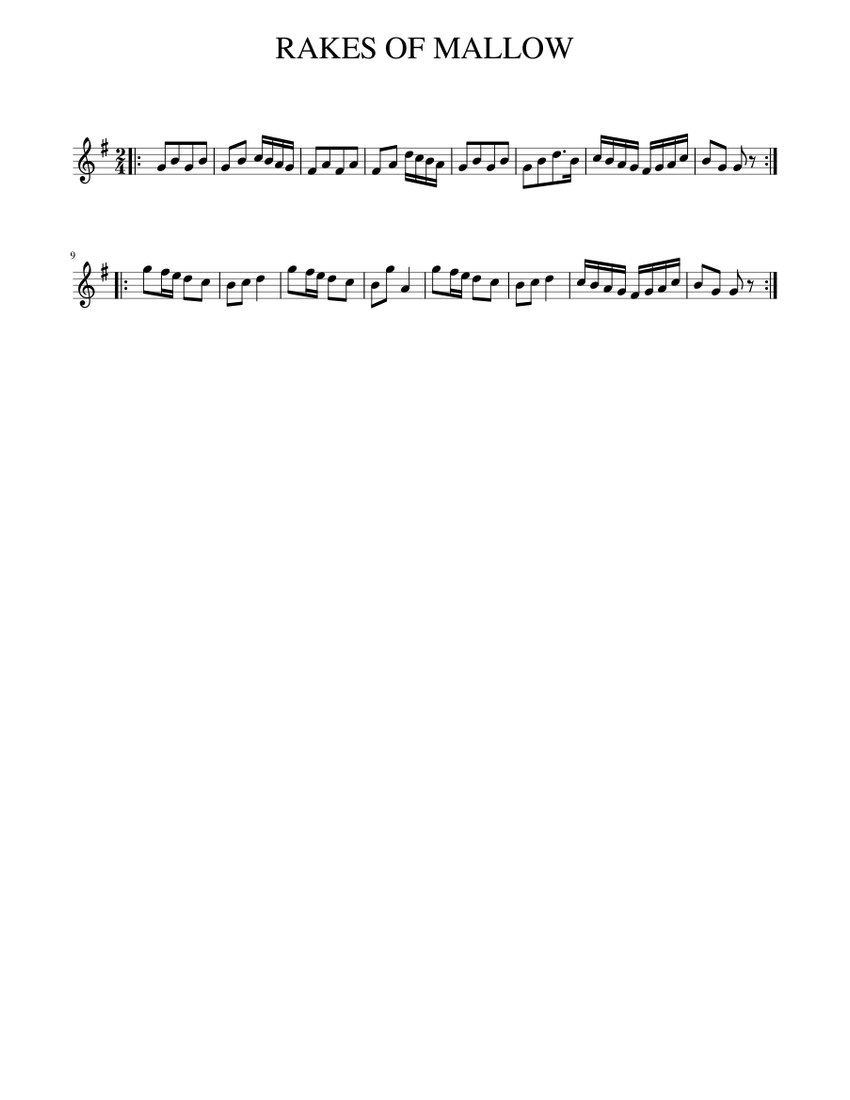 RAKES OF MALLOW Sheet music for Piano (Solo)