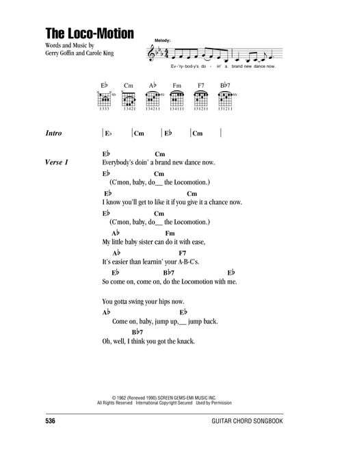 The Loco-Motion - Kylie Minogue (Guitar Chords-Lyrics)