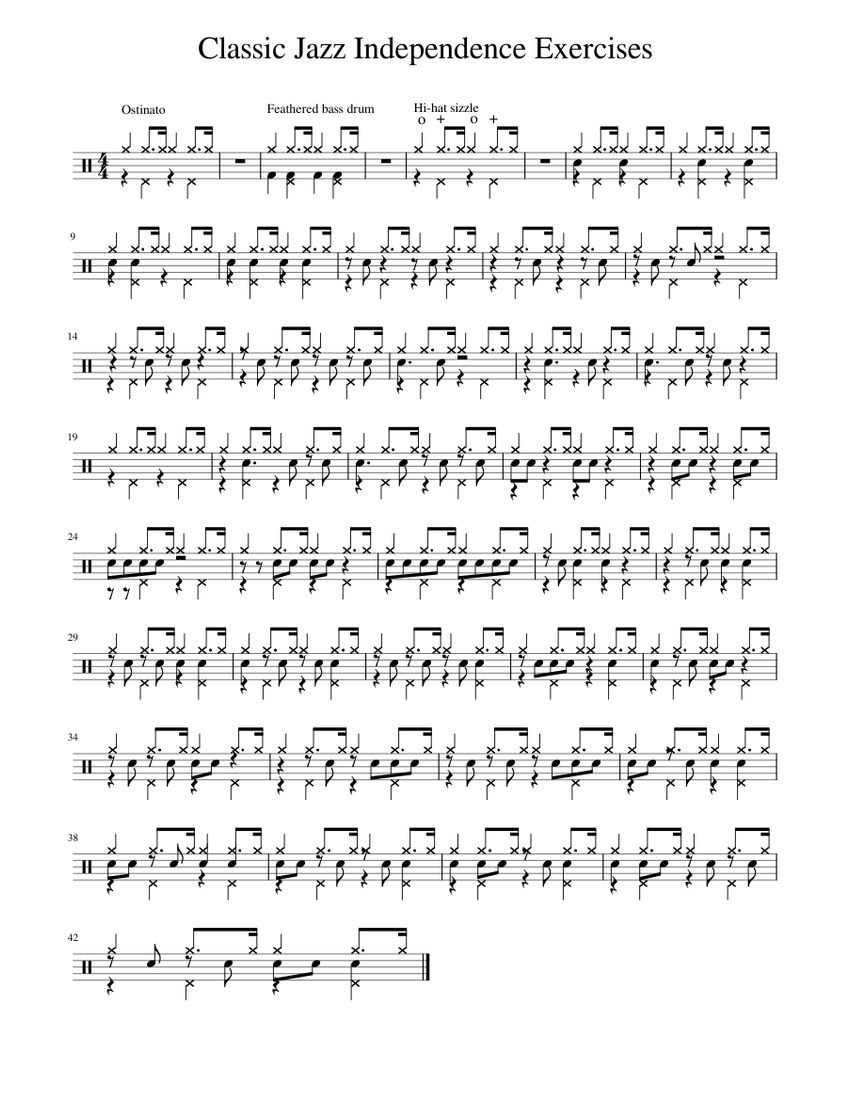 Classic Jazz Independence Exercises Sheet music for Drum group (Jazz