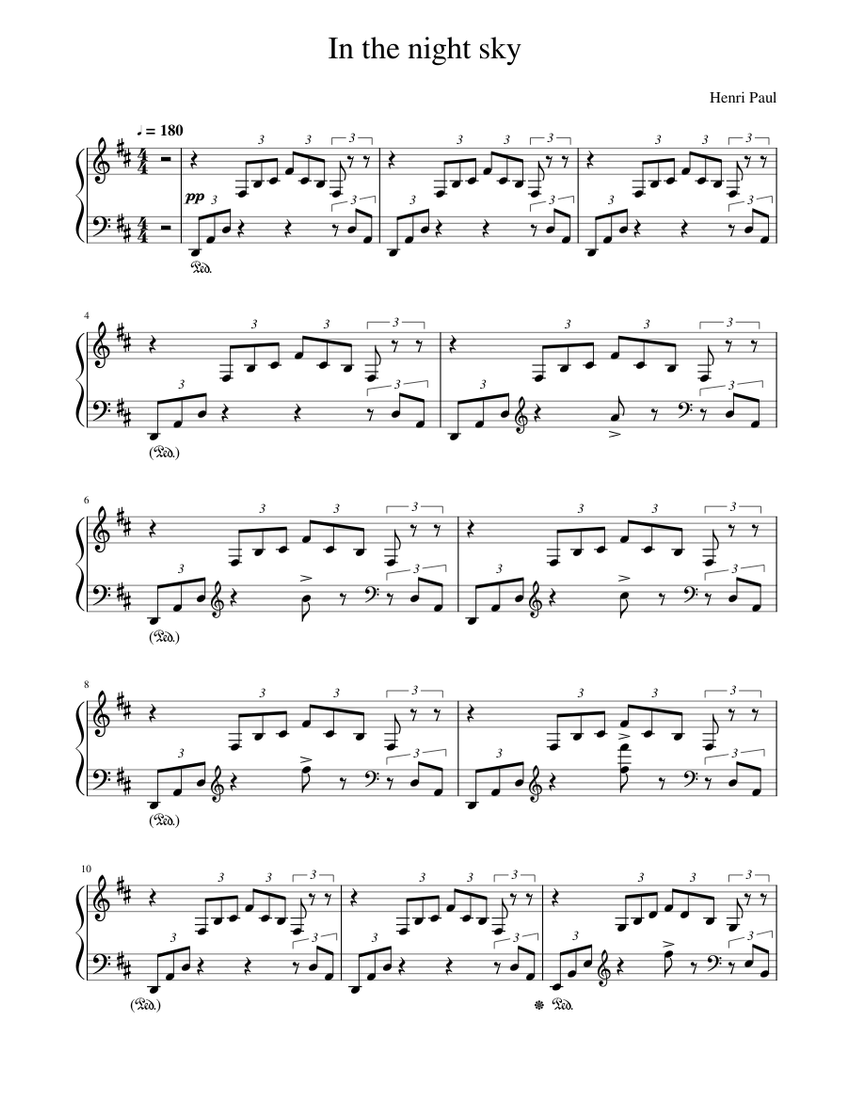 In the night sky Sheet music for Piano (Solo) | Musescore.com