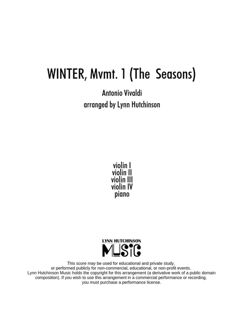 Winter, Mvmt. 1 (Vivaldi's Four Seasons) (Arr. Lynn Hutchinson) - Antonio Vivaldi (Small Ensemble)