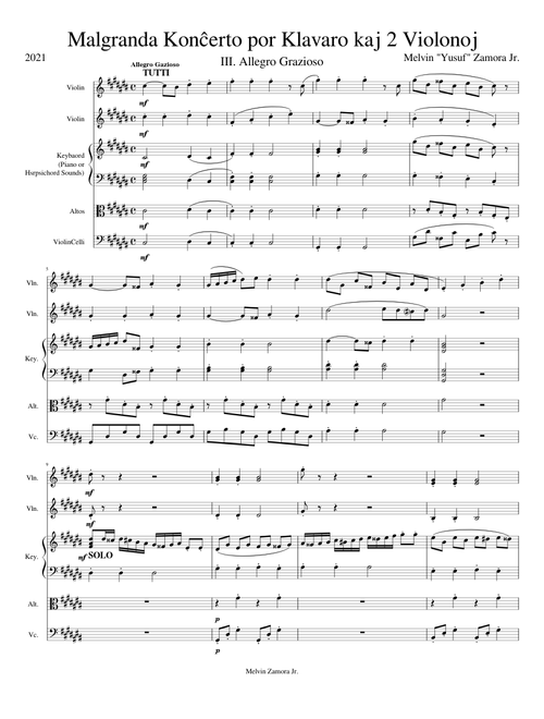 Malgranda Konĉerto en C# - III. Allegro Grazioso (Original Composition)