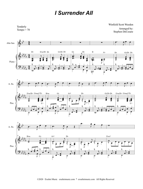 I Surrender All (Alto Saxophone and Piano) (Arr. Stephen DeCesare) - Winfield Scott Weeden (Alto Sax and Piano)
