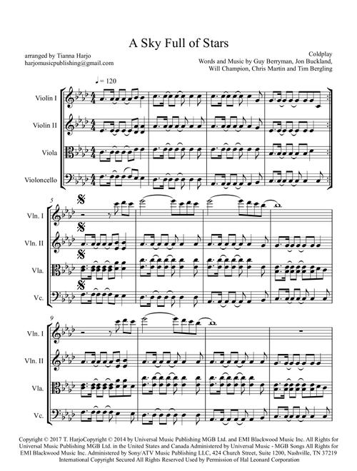 A Sky Full Of Stars (Arr. Tianna Heppner) - Coldplay (String Quartet)