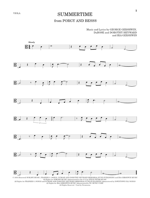 Summertime (from Porgy and Bess) - George Gershwin, Ira Gershwin, DuBose Heyward (Viola Solo)