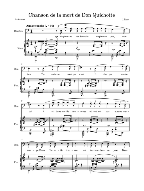Chansons de Don Quichotte La mort de Don Q – Jacques Ibert