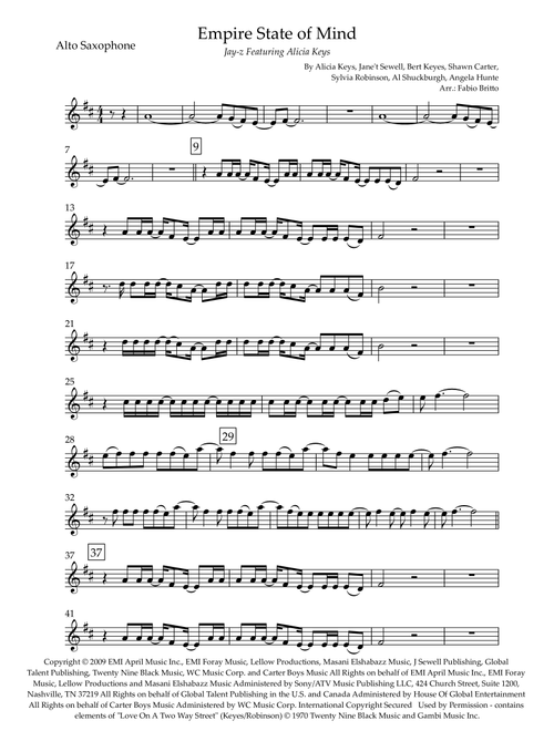 Empire State Of Mind (Arr. Fabio Britto) - Jay-z Featuring Alicia Keys (Alto Sax Solo)
