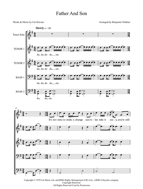 Father And Son (Arr. Benjamin Neldner) - Boyzone (Choral, TTBB)