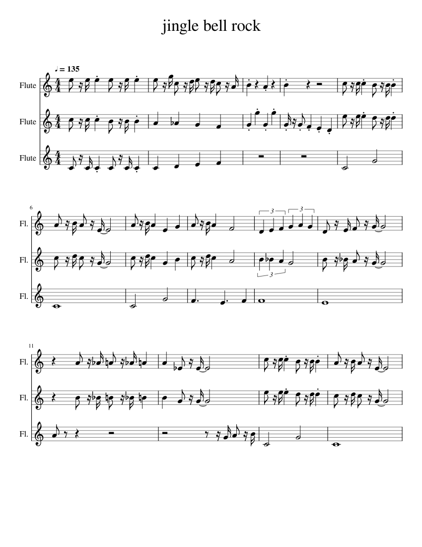 jingle bell rock flute trio Sheet music for Flute (Woodwind Trio)