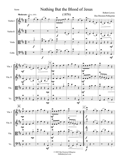 Nothing But the Blood of Jesus (Arr. DEE BRAXTON PELLEGRINO) - Robert Lowry (1876) (String Quartet)