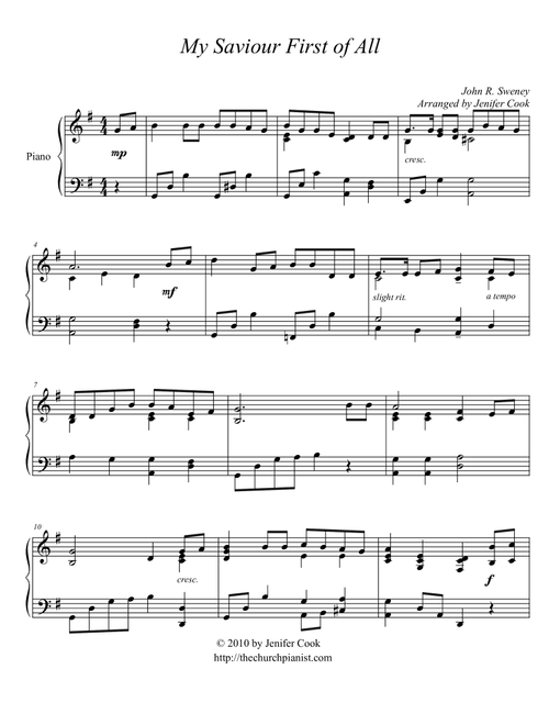My Saviour First of All (Arr. Jenifer L Cook) - John R. Sweney (Piano Solo)