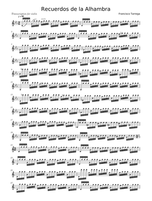 Recuerdos de la Alhambra for Violin
