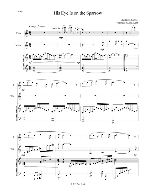 His Eye Is on the Sparrow (Arr. Amy Kent) - Charles H. Gabriel (Instrumental Duet and Piano)