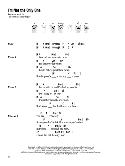 I'm Not The Only One - Sam Smith (Guitar Chords-Lyrics)