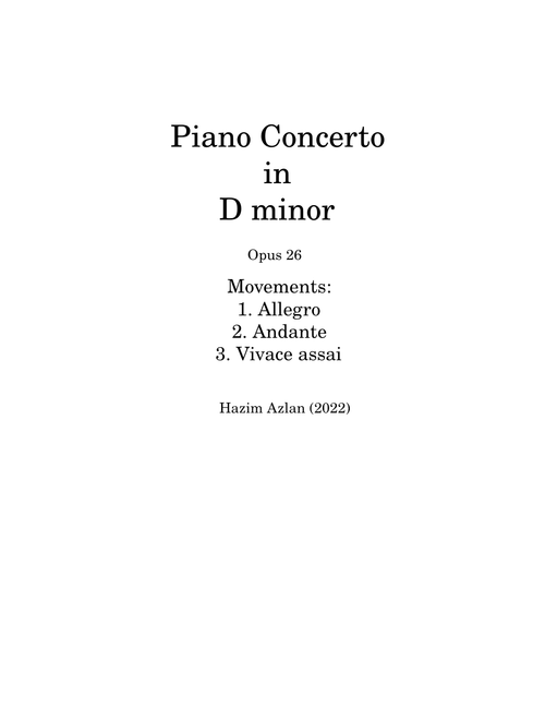 Piano Concerto in D minor Op. 26