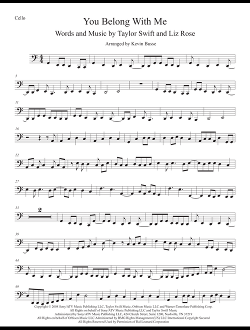 You Belong With Me (Arr. Kevin Busse) - Taylor Swift (Cello Solo)