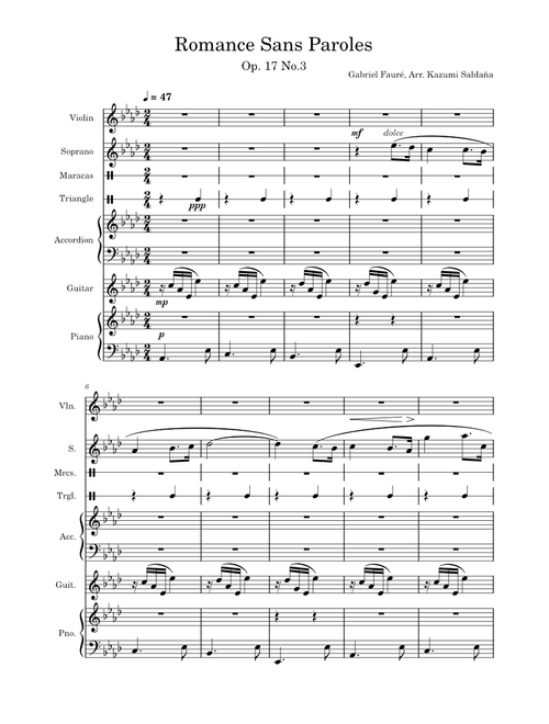 3 Romances Sans Paroles Op.17, No.1 – Gabriel Fauré