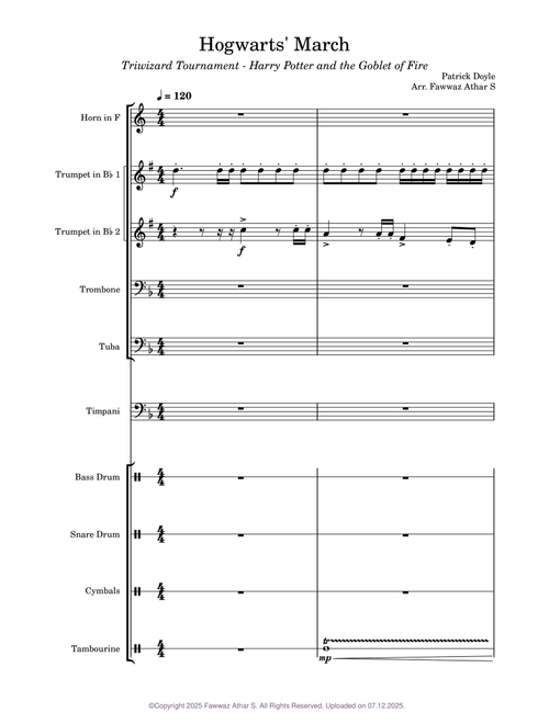 Hogwarts' March for Brass and Percussion - Marching Band