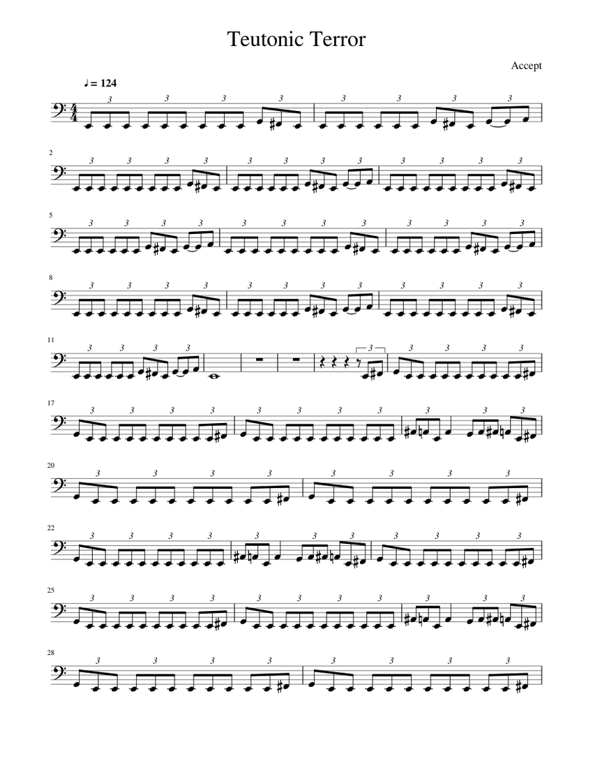 楽譜 BOOKS Band Score Accept ACCEPT RITTOR MUSIC /00280 Accept - Teutonic Terror Sheet Music for Piano (Solo) easy