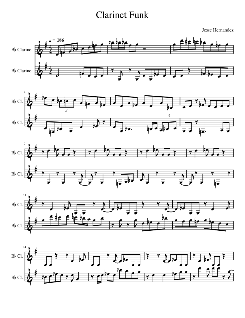 Clarinet Funk Sheet Music for Clarinet in b-flat (Woodwind Duet ...