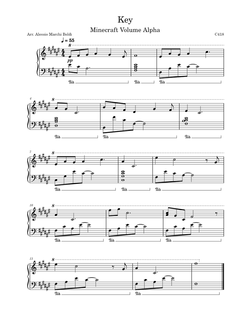 Key – C418 (Minecraft volume alpha) Sheet Music for Piano (Solo) easy ...