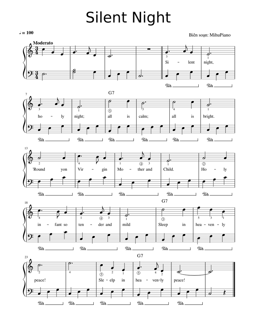 Easy piano silent night top